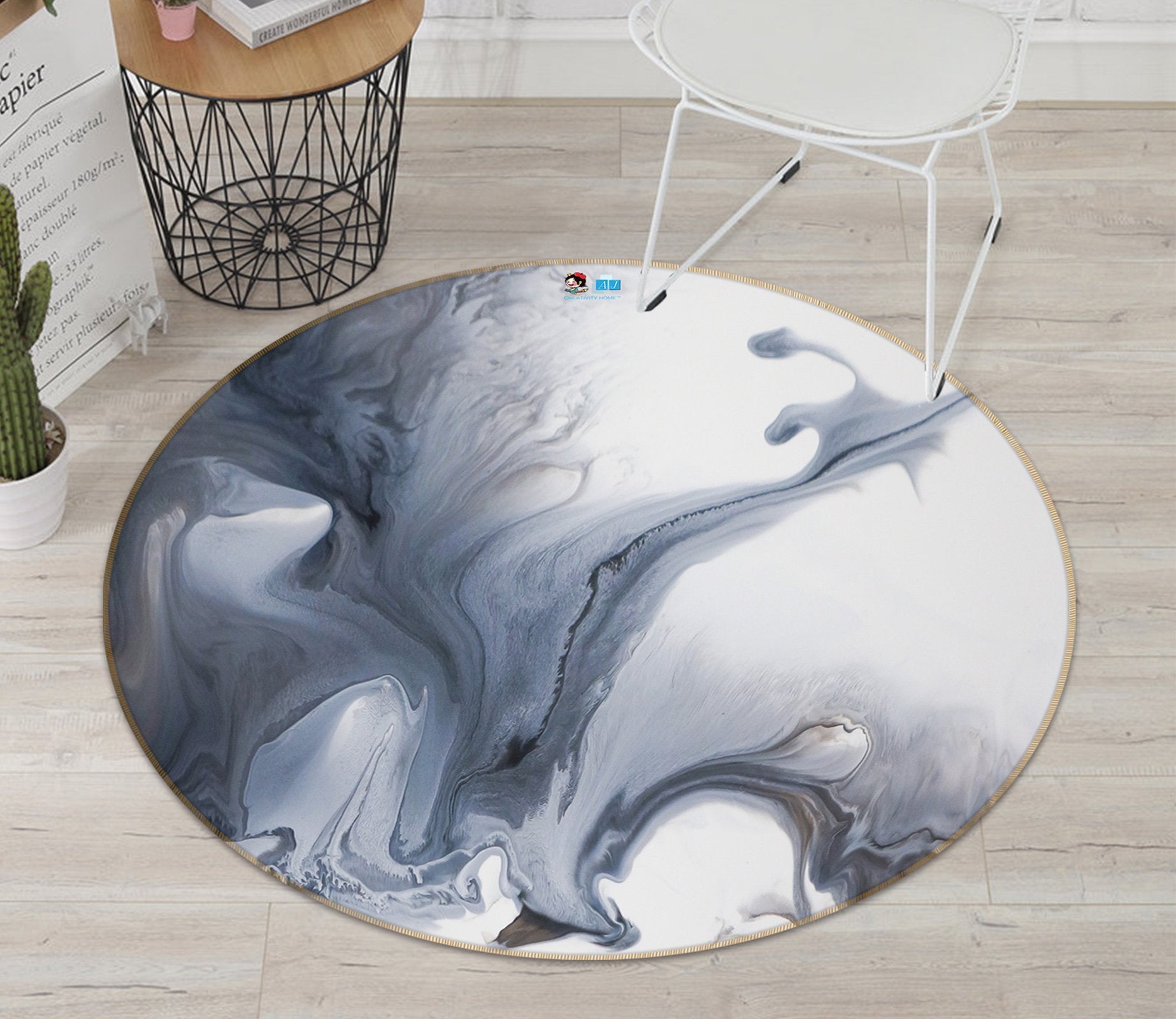 3D Smear Black Gradient 166 Round Non Slip Rug Mat Mat AJ Creativity Home 