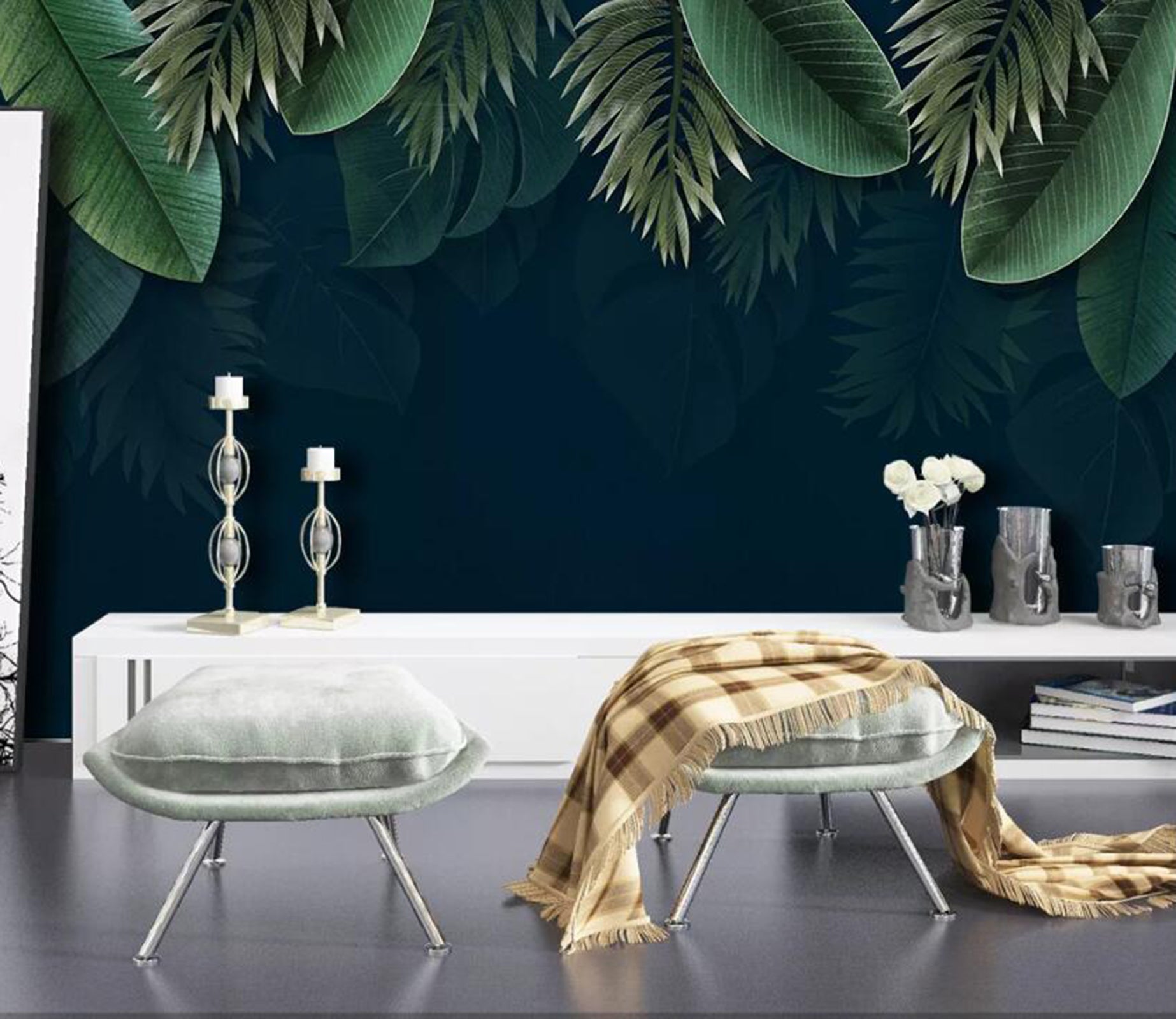 3D Green Leaf WC08 Wall Murals Wallpaper AJ Wallpaper 2 