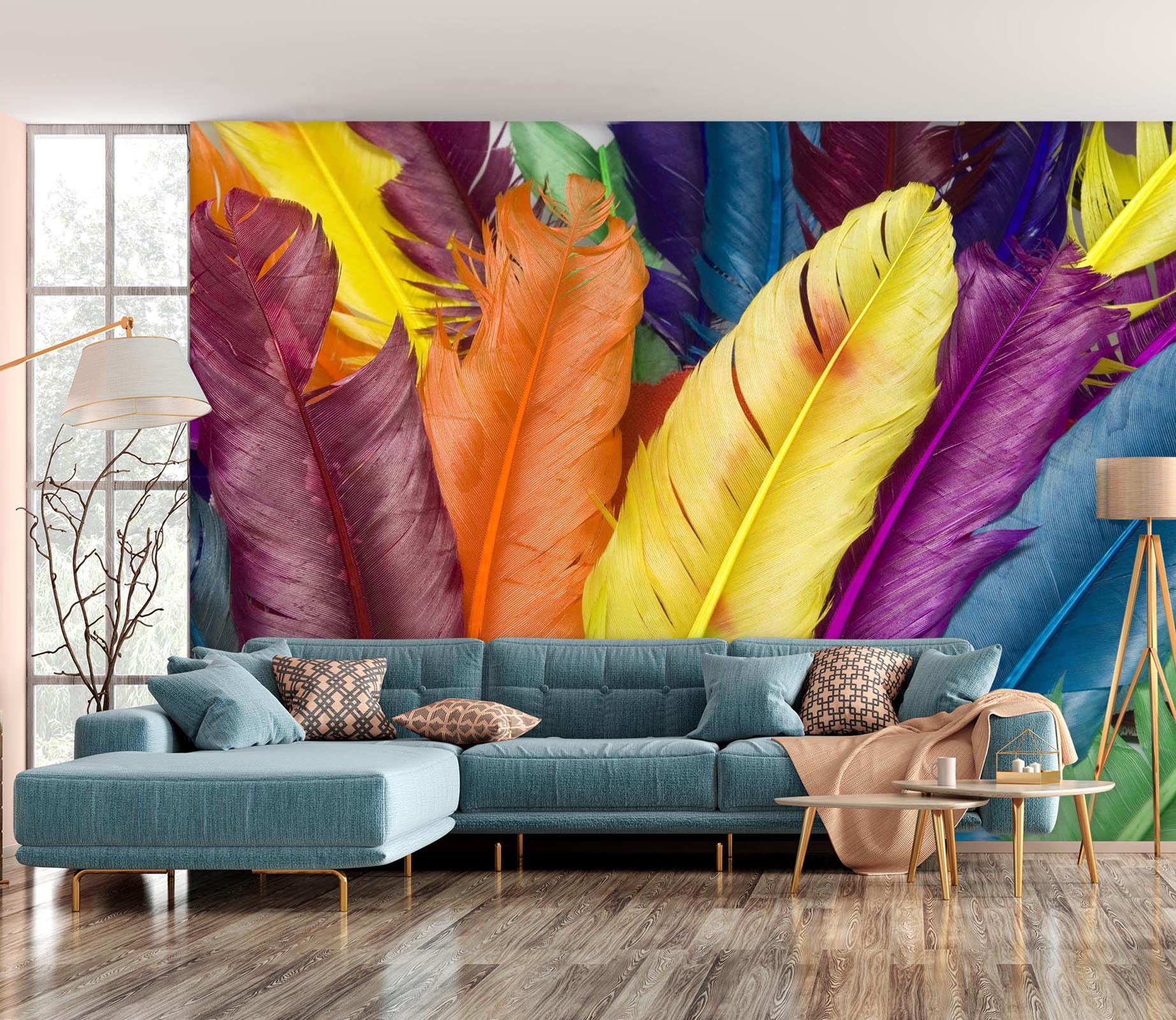 3D Colored Feather 133 Wall Murals