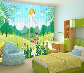 3D Sunny Forest 745 Curtains Drapes