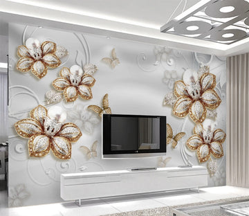 3D Golden Butterfly WC258 Wall Murals