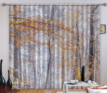 3D Yellow Leaves 6354 Assaf Frank Curtain Curtains Drapes