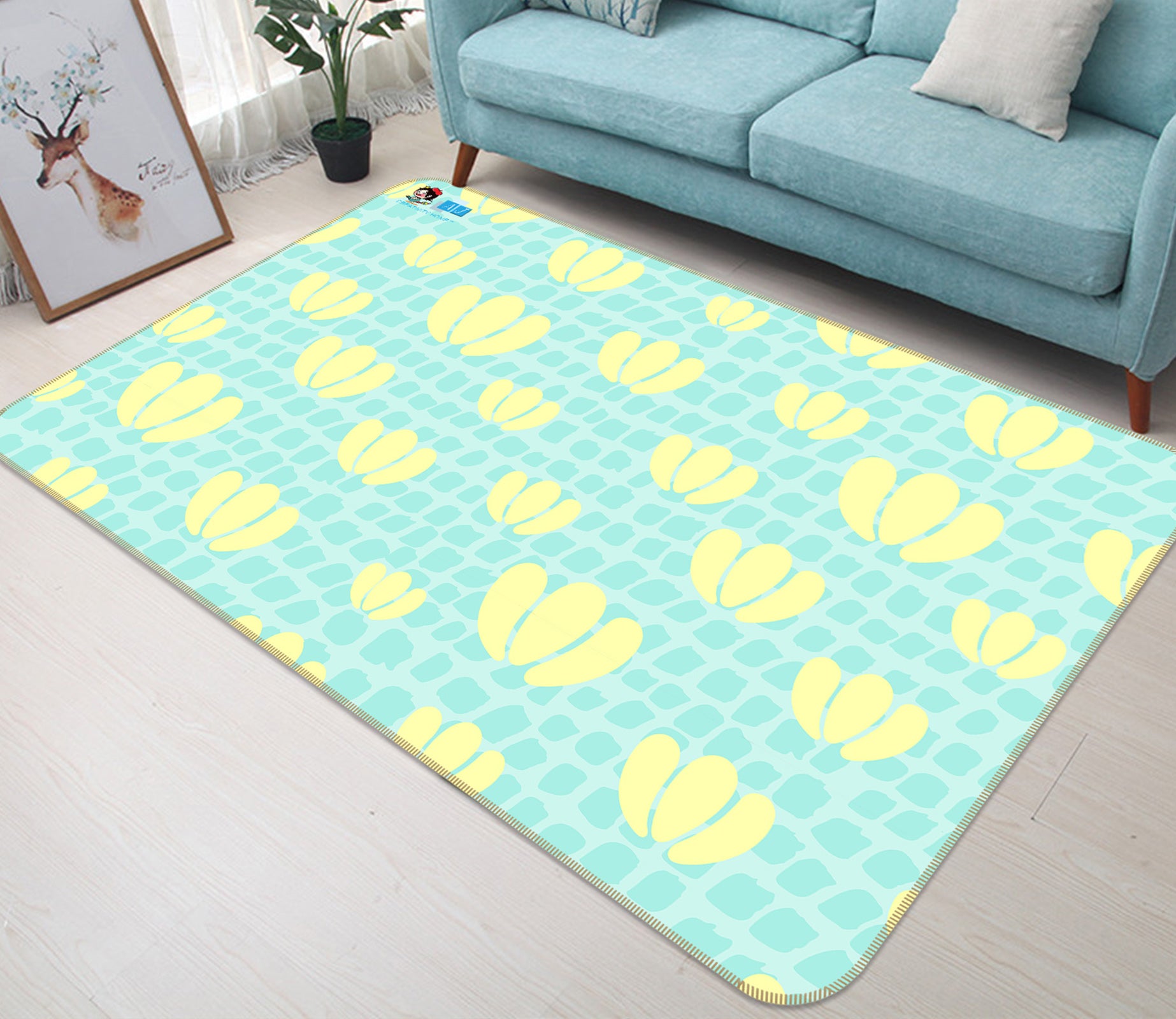 3D Yellow Petals 107113 Kashmira Jayaprakash Rug Non Slip Rug Mat