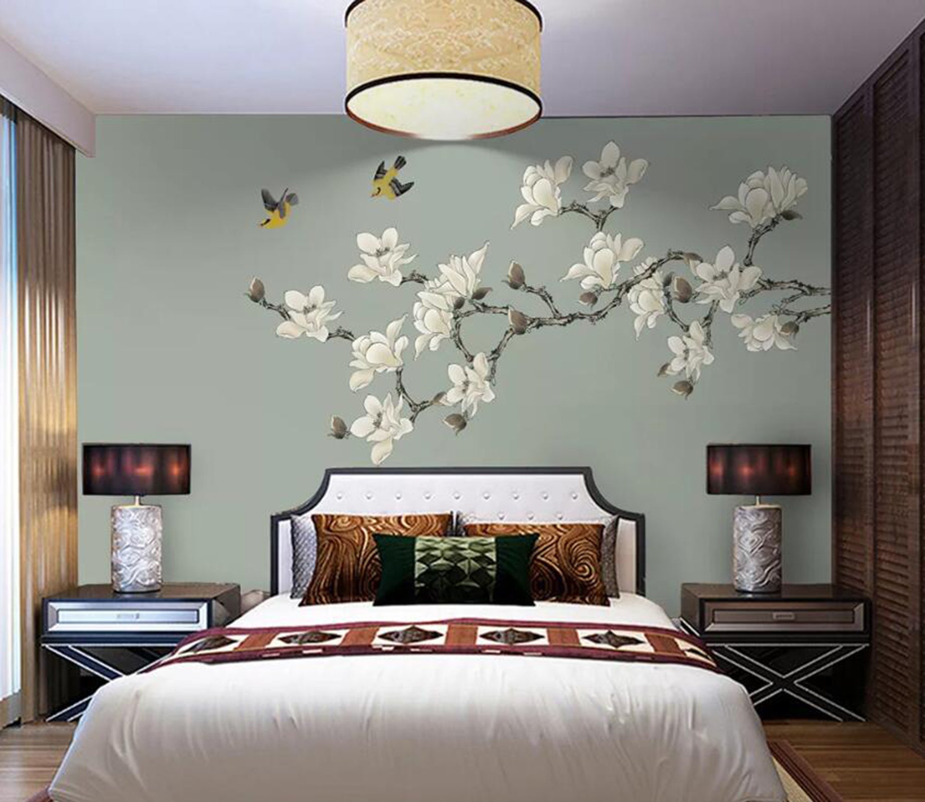 3D Flower Magpie WC80 Wall Murals Wallpaper AJ Wallpaper 2 