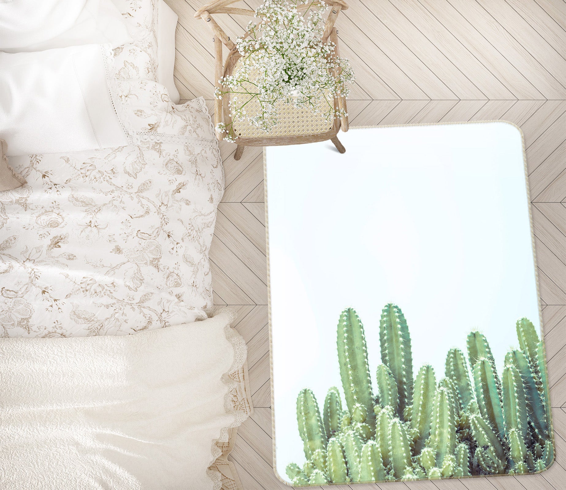 3D Green Cactus 1026 Assaf Frank Rug Non Slip Rug Mat