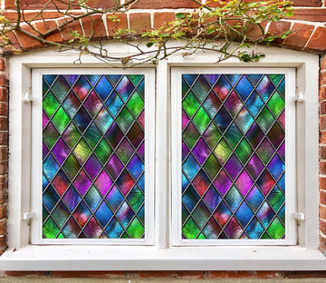 3D Colored Diamond 459 Window Film Print Sticker Cling Stained Glass UV Block