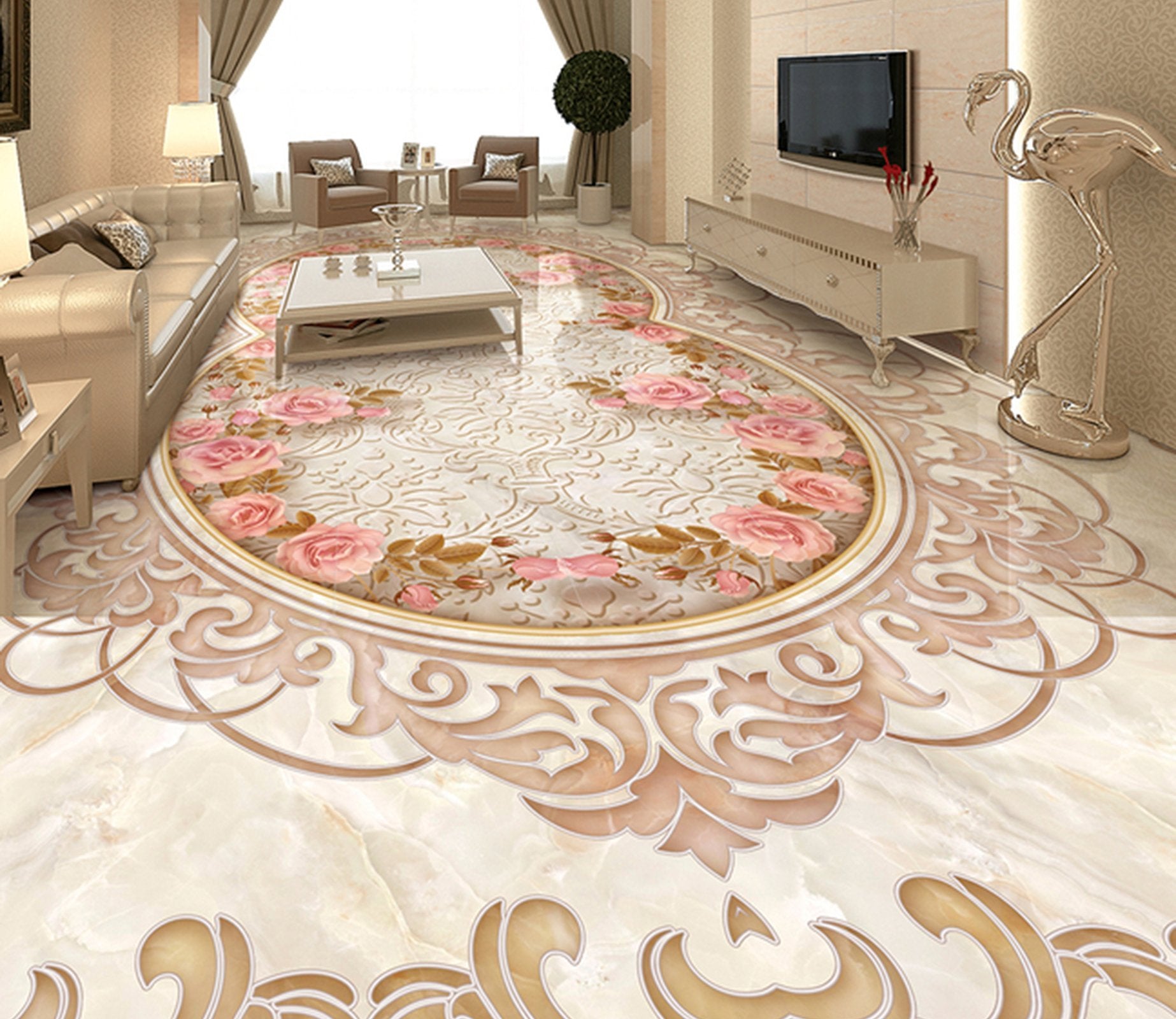 3D Flower Pattern WG158 Floor Mural Wallpaper AJ Wallpaper 2 