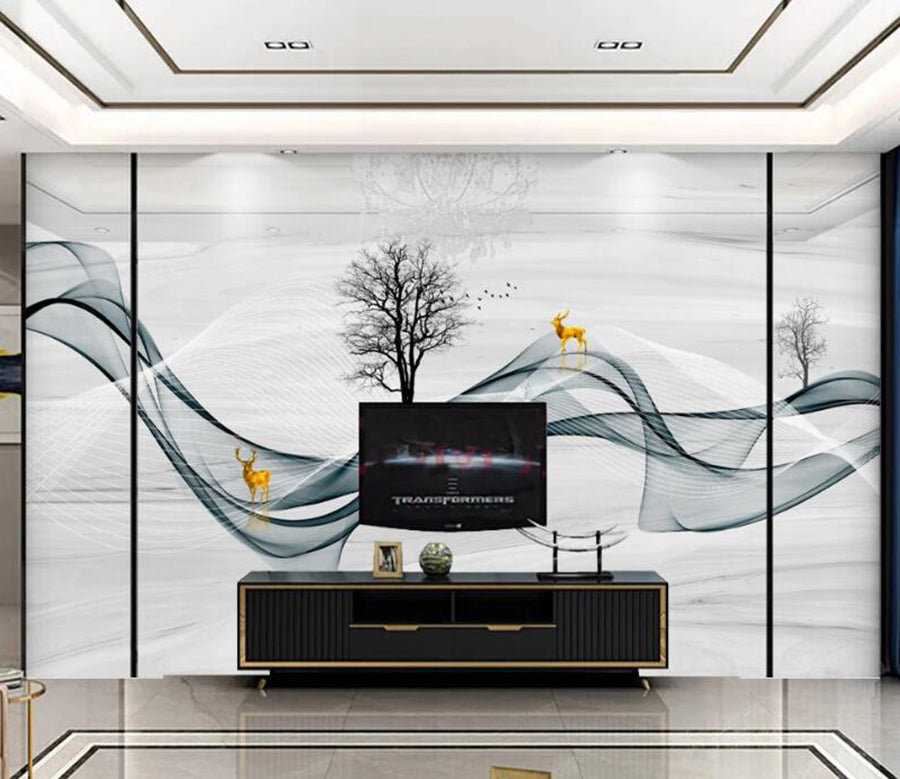 3D Ink Ribbon Trees 219 Wall Murals