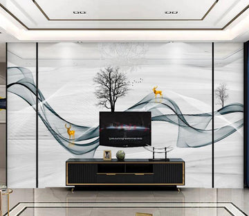 3D Ink Ribbon Trees 219 Wall Murals