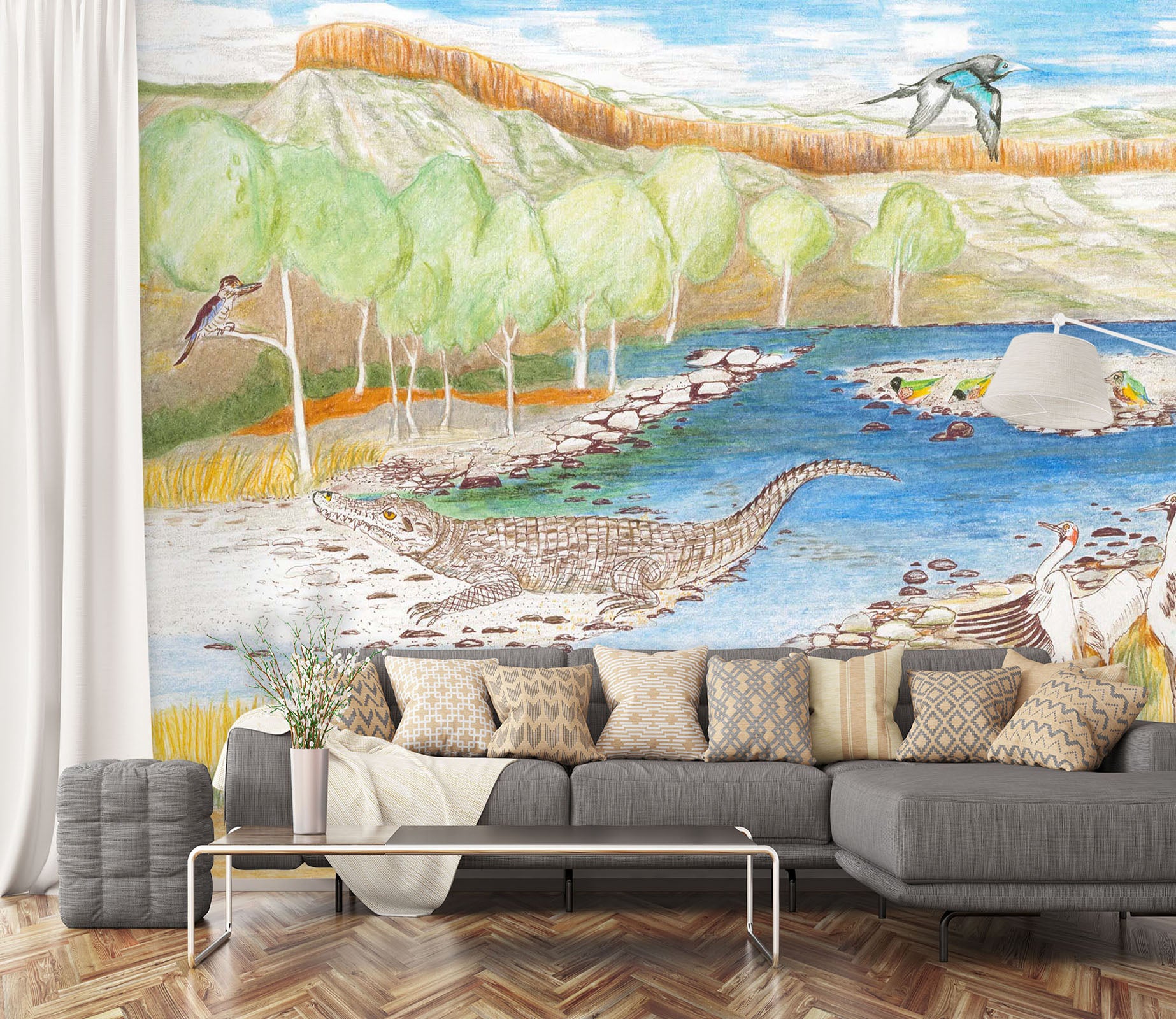 3D Alpine Beach 1412 Michael Sewell Wall Mural Wall Murals