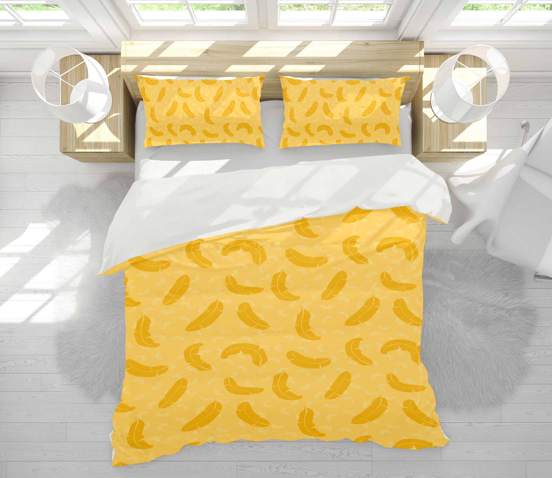 3D Yellow Feather Pattern 109112 Kashmira Jayaprakash Bedding Bed Pillowcases Quilt