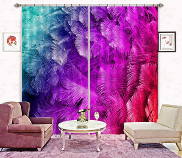 3D Red Feather 6 Curtains Drapes Curtains AJ Creativity Home 