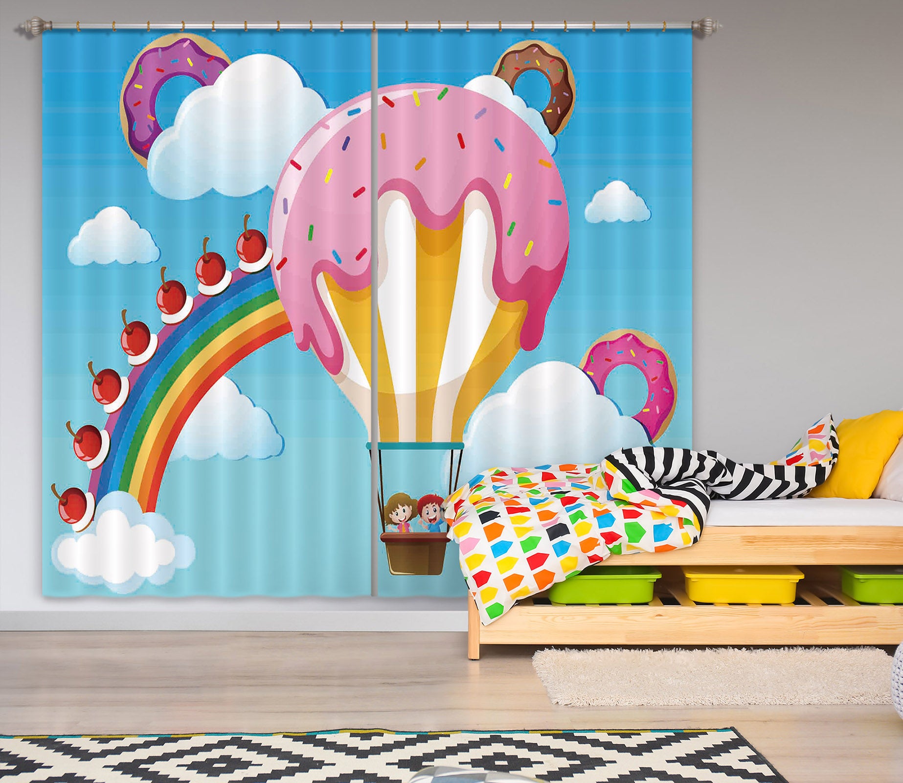 3D Hot Air Balloon 789 Curtains Drapes