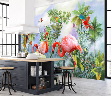 3D Butterfly Flamingo 1549 Wall Murals