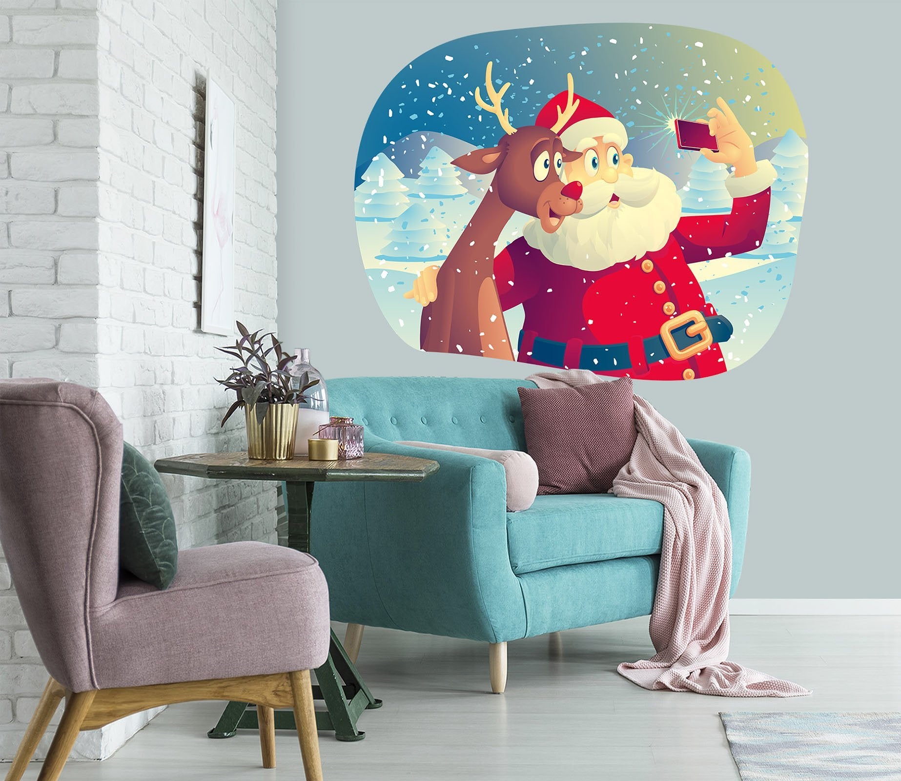 3D Santa Claus Taking Pictures 25 Wall Stickers Wallpaper AJ Wallpaper 