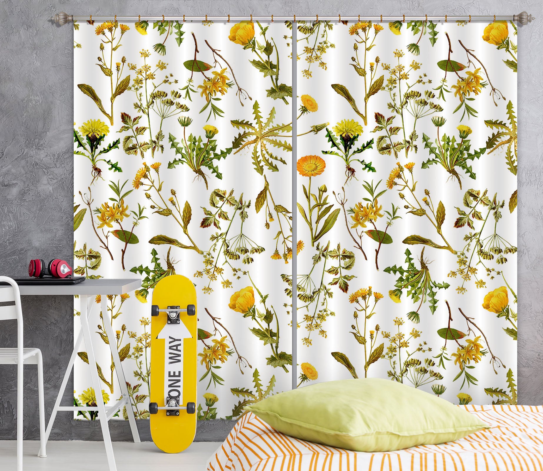 3D Sunflower Leaf 256 Uta Naumann Curtain Curtains Drapes