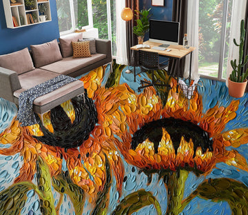 3D Sunflower 102167 Dena Tollefson Floor Mural  Wallpaper Murals Self-Adhesive Removable Print Epoxy