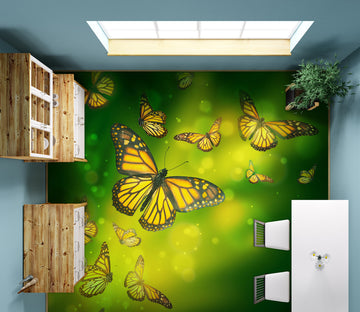 3D Fantasy Yellow Butterflies 520 Floor Mural  Wallpaper Murals Rug & Mat Print Epoxy waterproof bath floor