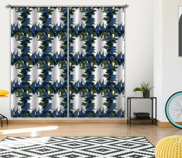 3D Blue Flower Rattan Lattice 11172 Kashmira Jayaprakash Curtain Curtains Drapes