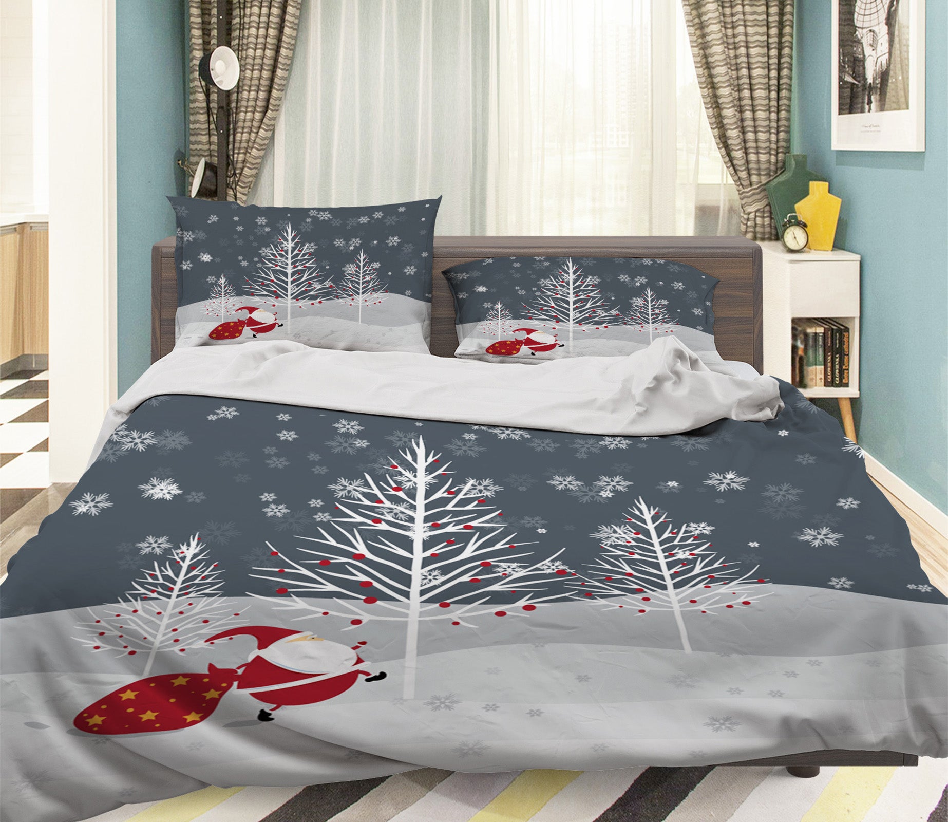 3D Tree Santa Claus 31135 Christmas Quilt Duvet Cover Xmas Bed Pillowcases