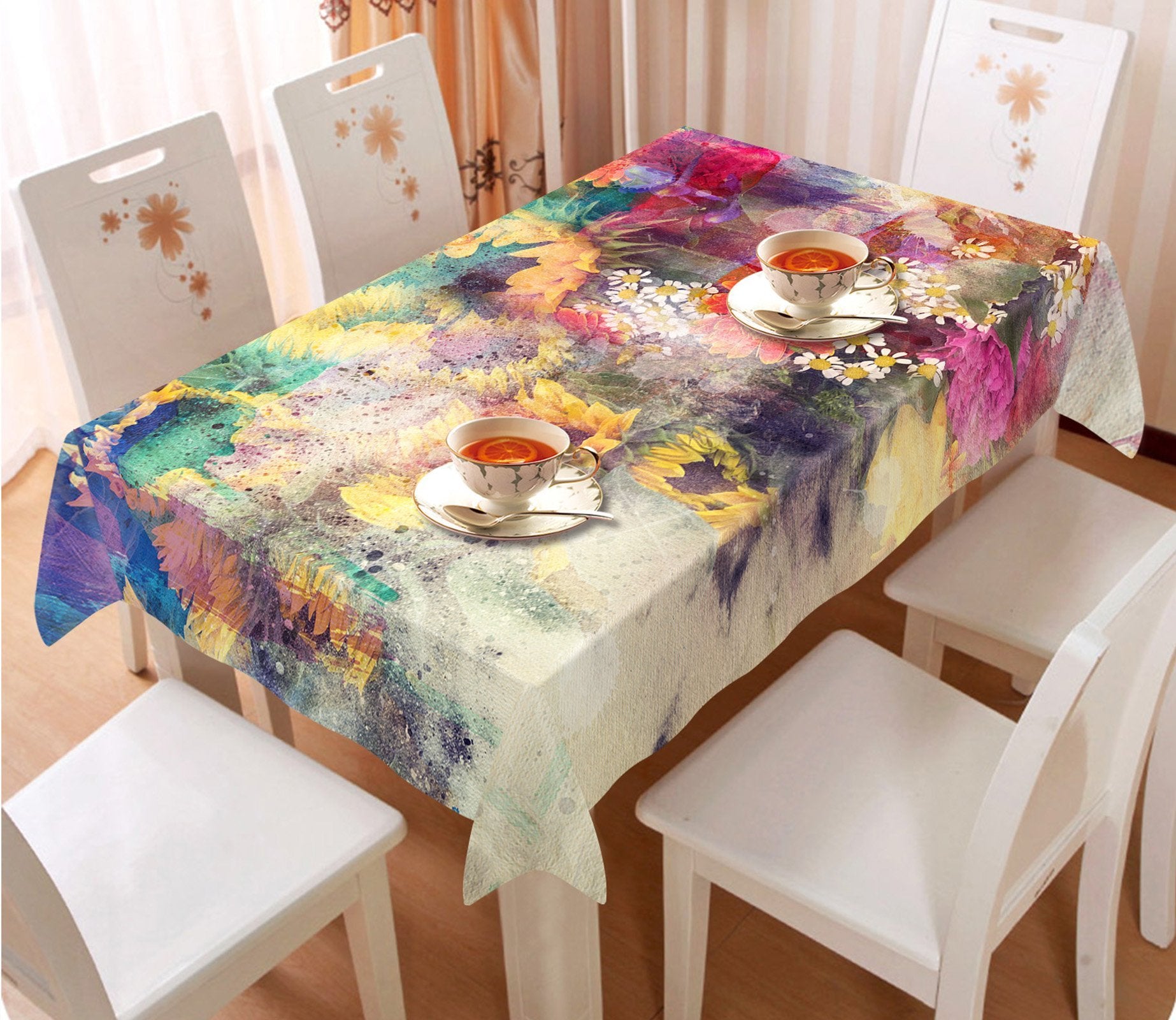 3D Hazy Sunflower 39 Tablecloths Wallpaper AJ Wallpaper 