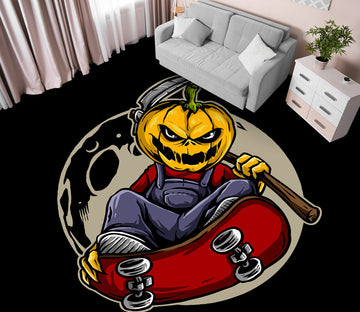 3D Halloween Pumpkin 002 Floor Mural  Self-Adhesive Sticker Bathroom Non-slip Waterproof Flooring Murals