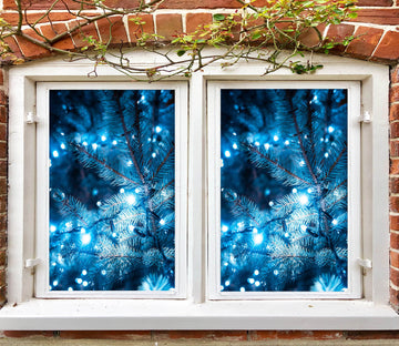 3D Blue Light Branches 30135 Christmas Window Film Print Sticker Cling Stained Glass Xmas