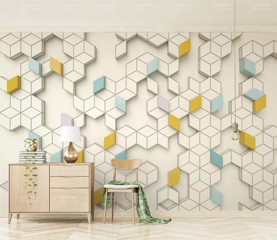 3D Diamond Floor Tile WC134 Wall Murals