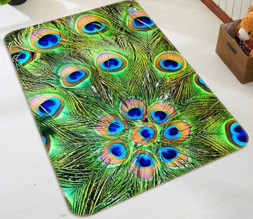 3D Peacock Feathers Pattern 1 Non Slip Rug Mat Mat AJ Creativity Home 