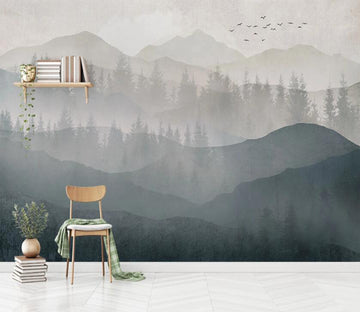 3D Hazy Faded Mountains 2075 Wall Murals