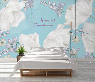 3D White And Purple Flowers 1048 Wall Murals