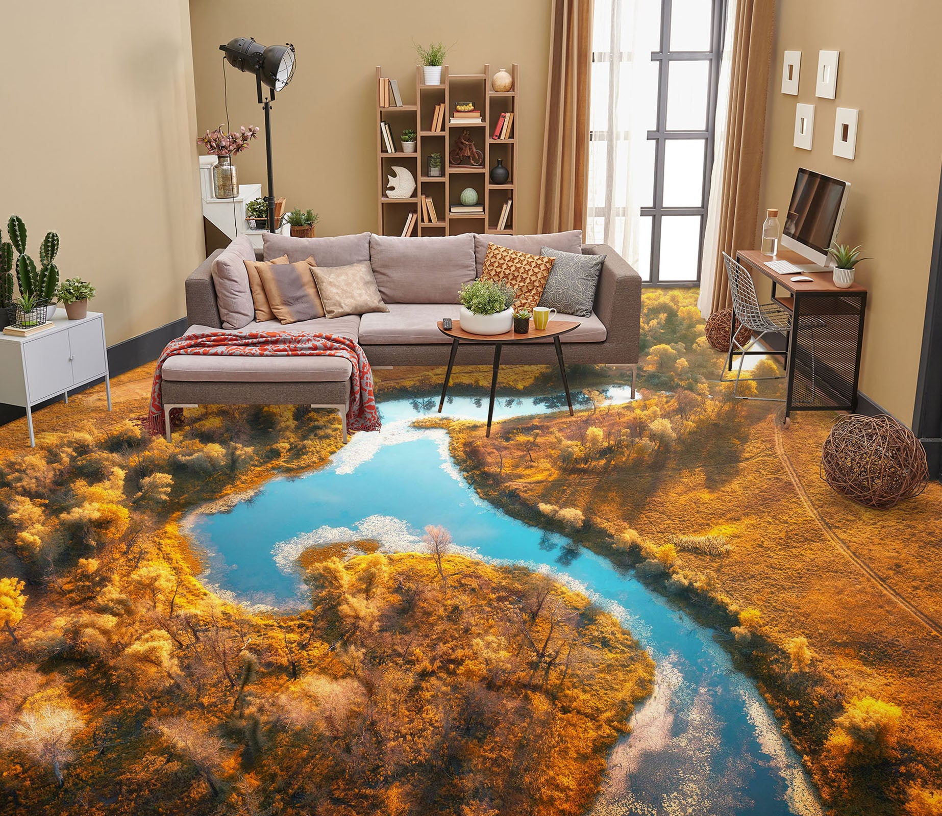 3D River In Autumn 861 Floor Mural  Wallpaper Murals Rug & Mat Print Epoxy waterproof bath floor