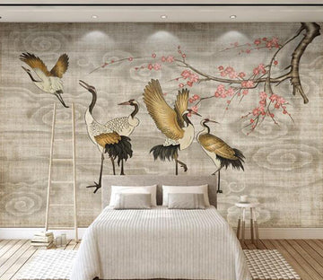 3D Yellow Crane Flower WC2443 Wall Murals