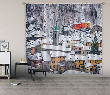 3D Heavy Snow Village 117 Marco Carmassi Curtain Curtains Drapes