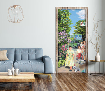 3D Flower Bush Bus People 103149 Trevor Mitchell Door Mural