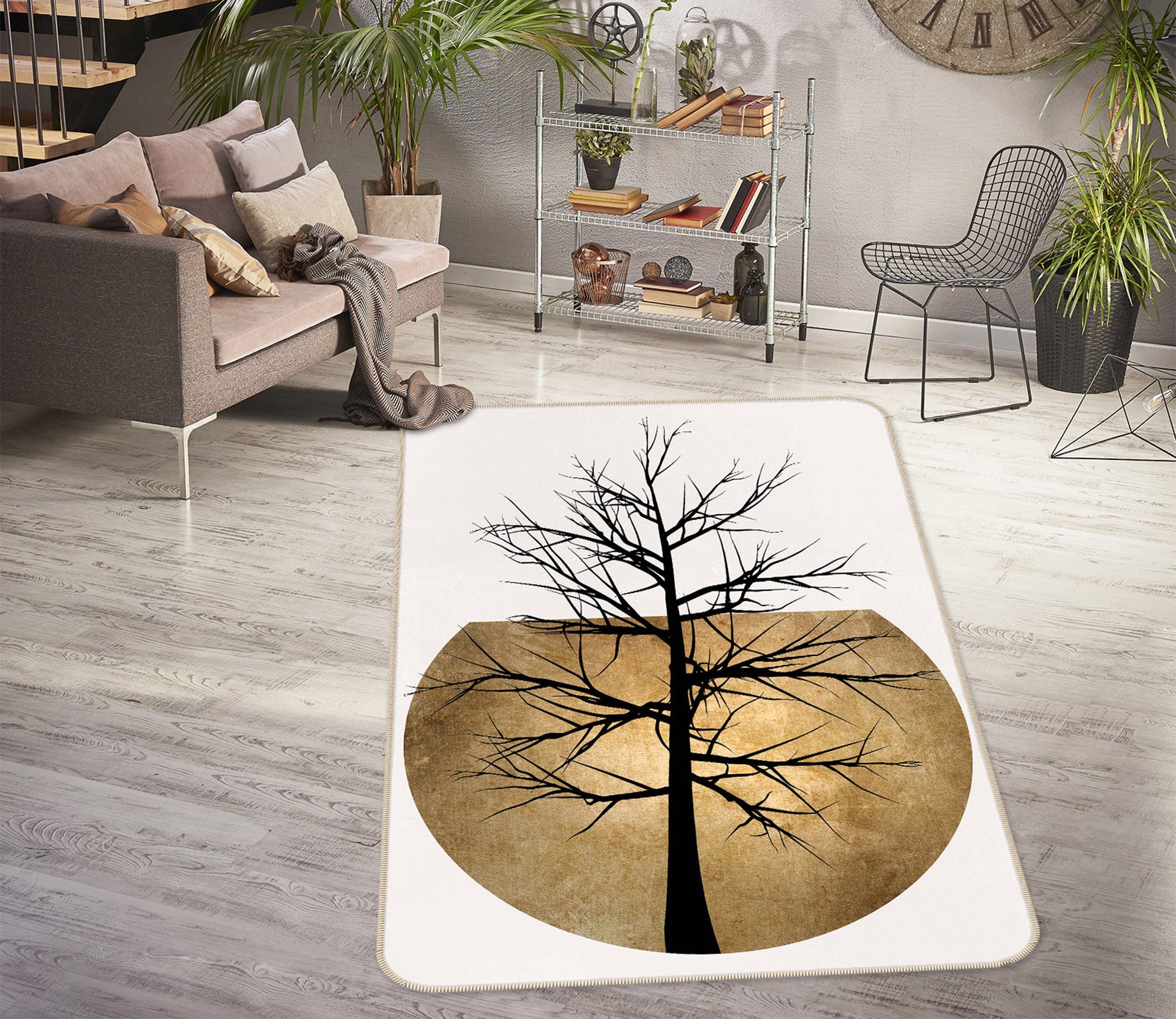 3D Moon Dead Tree 1055 Boris Draschoff Rug Non Slip Rug Mat