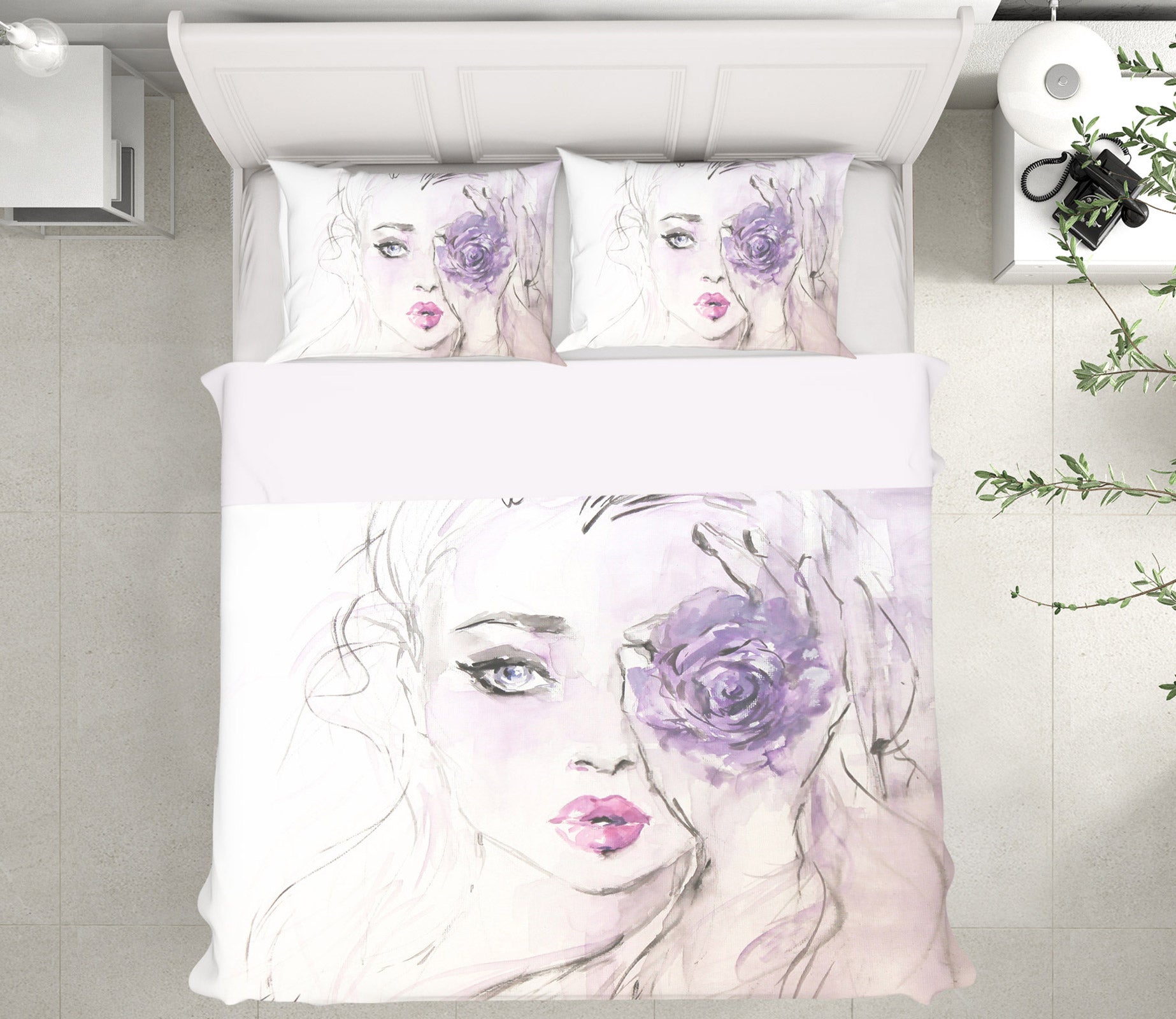 3D Purple Rose Woman 2164 Debi Coules Bedding Bed Pillowcases Quilt