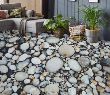 3D Simple White Pebbles 1499 Floor Mural