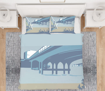 3D Bournemouth Pier And Deckchairs 2006 Steve Read Bedding Bed Pillowcases Quilt