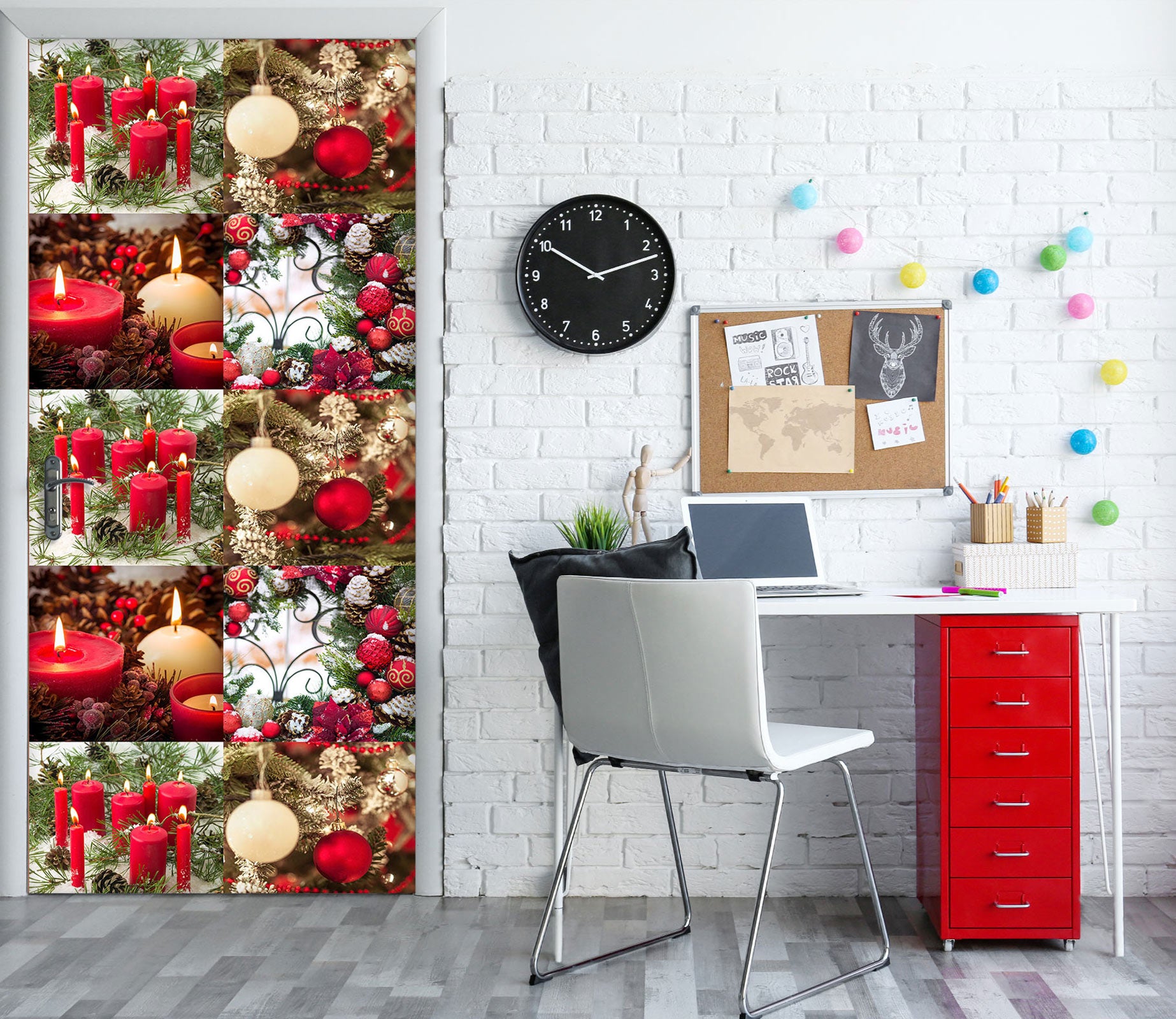 3D Red Candle Ball Pendant 10744 Assaf Frank Door Mural