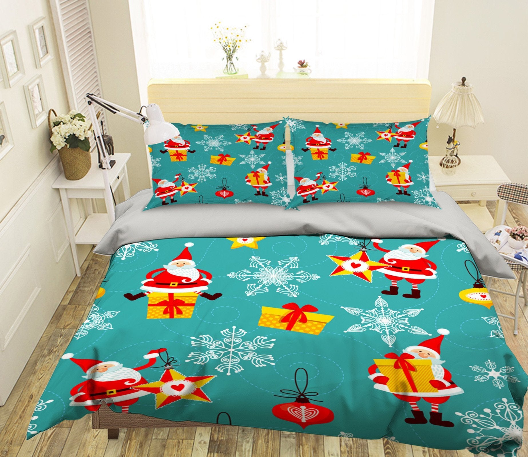 3D Christmas Drop The Gift 40 Bed Pillowcases Quilt Quiet Covers AJ Creativity Home 