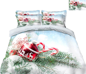 3D Ball Candy Cane 31224 Christmas Quilt Duvet Cover Xmas Bed Pillowcases