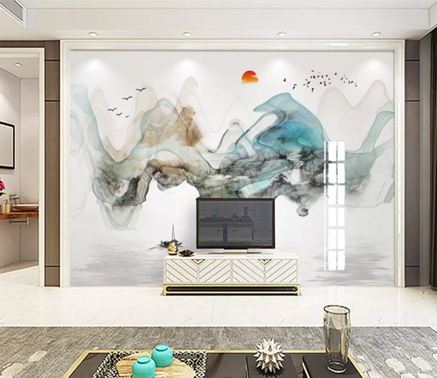 3D Sun Fisherman WC617 Wall Murals