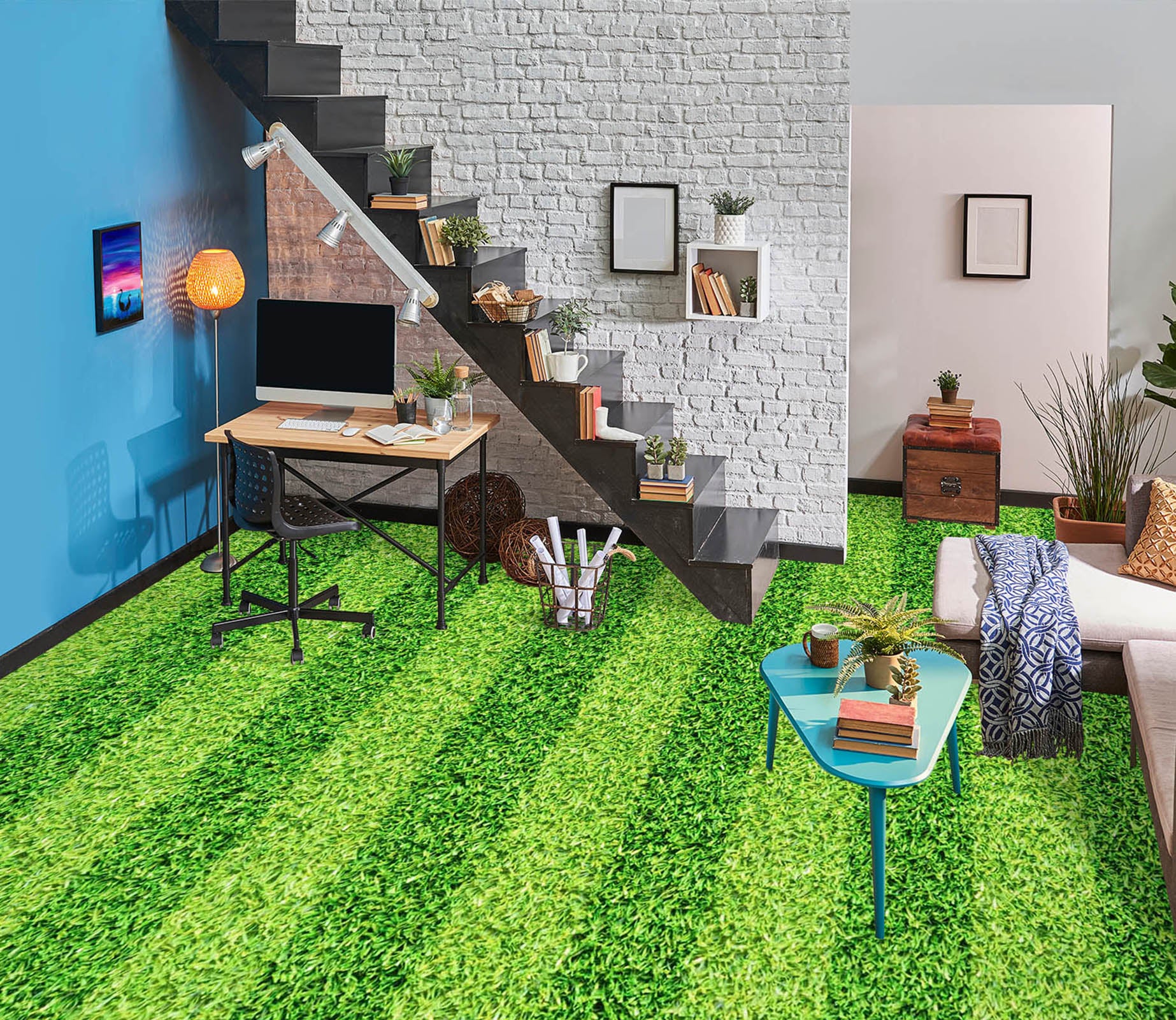 3D Comfortable Green Grass 1378 Floor Mural  Wallpaper Murals Self-Adhesive Removable Print Epoxy