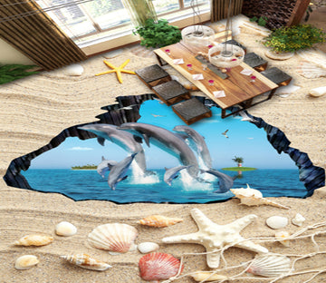 3D Free Dolphin 294 Floor Mural  Wallpaper Murals Rug & Mat Print Epoxy waterproof bath floor