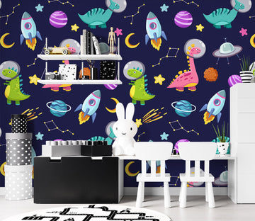 3D Star Rocket Dinosaur 57051 Wall Murals