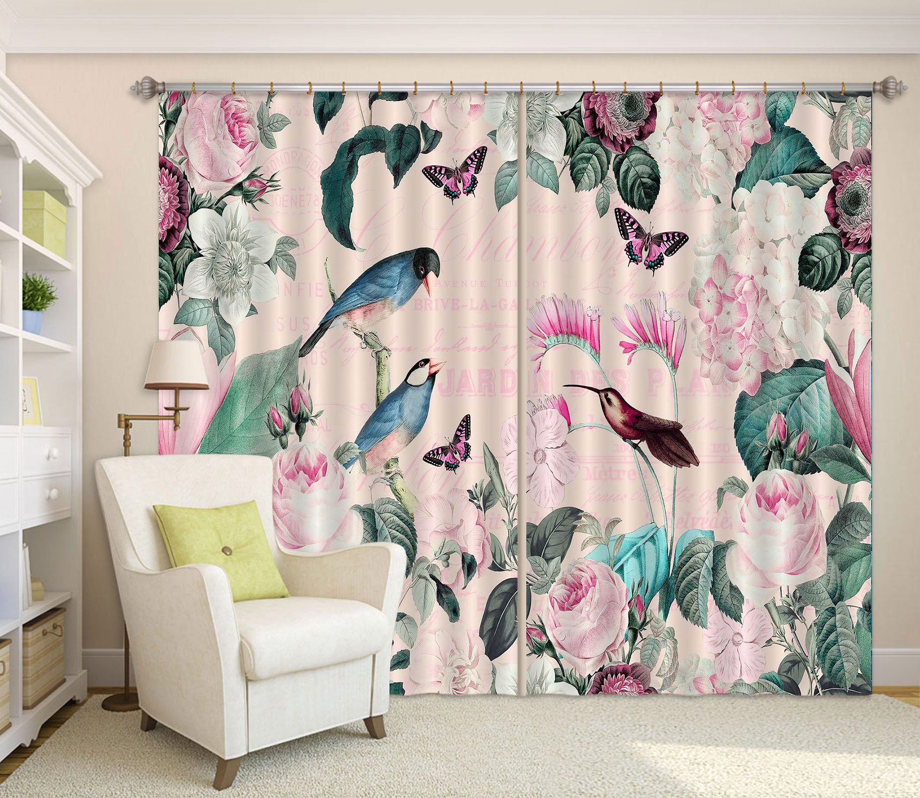 3D Magpie Butterfly 019 Andrea haase Curtain Curtains Drapes