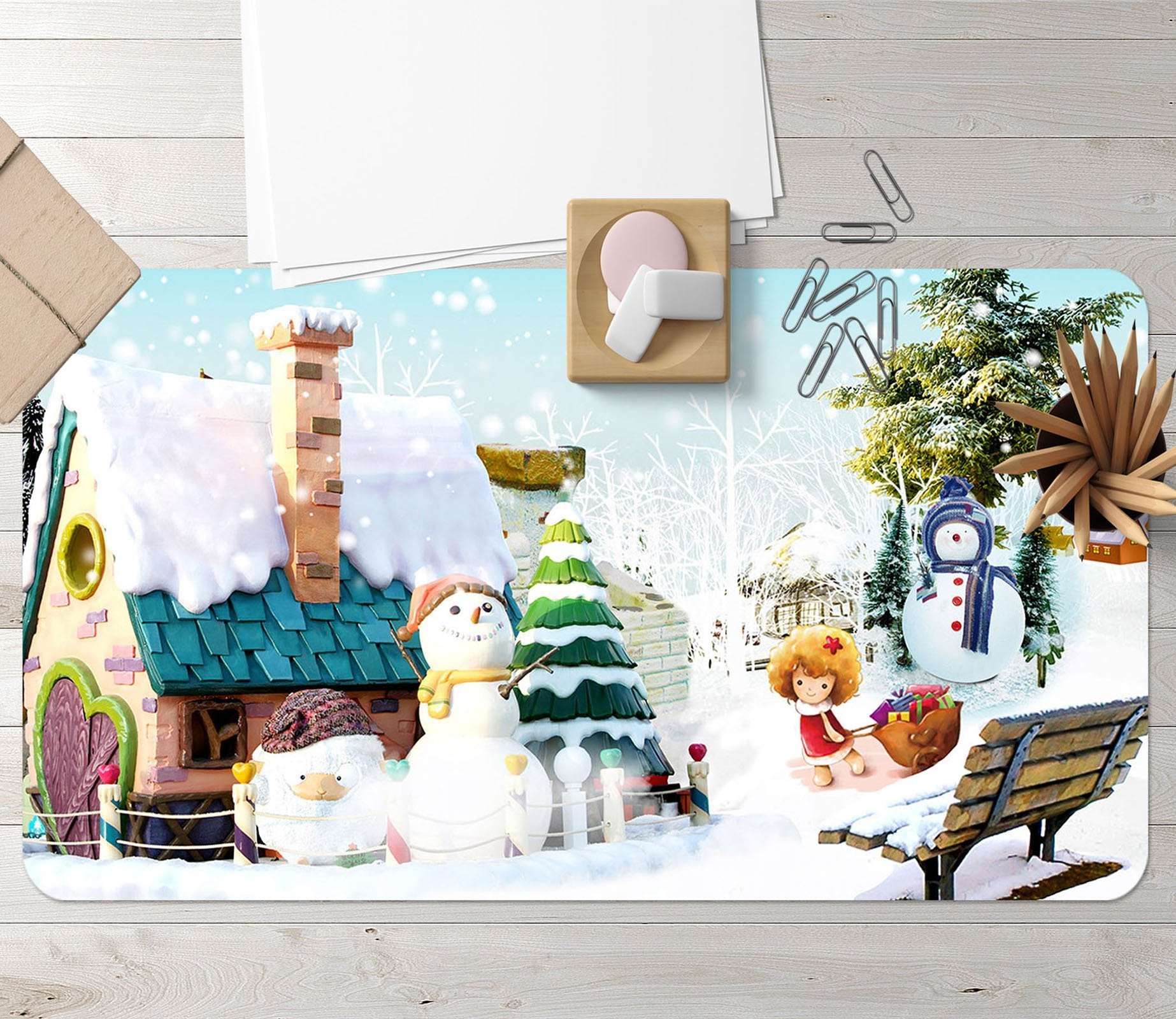 3D Christmas House Chair 036 Desk Mat Mat AJ Creativity Home 