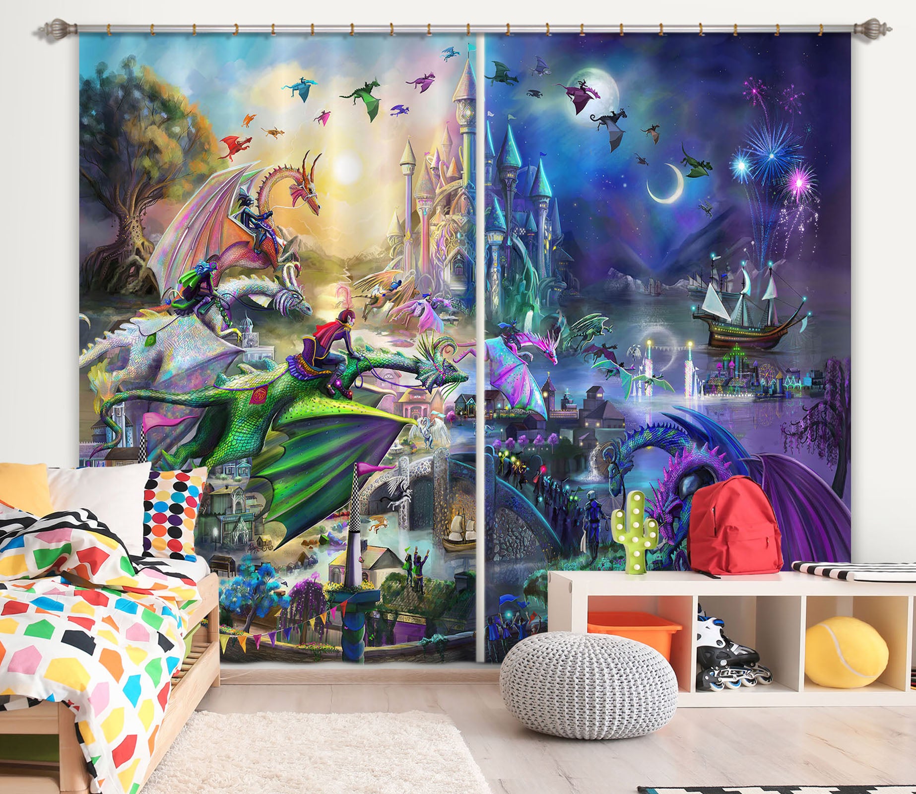 3D Wonderland 110 Rose Catherine Khan Curtain Curtains Drapes