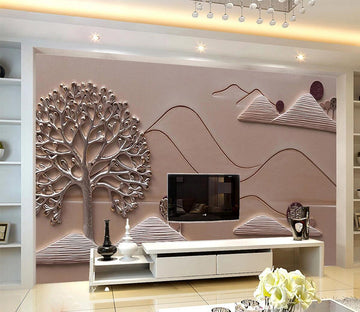 3D Silver Tree WC574 Wall Murals